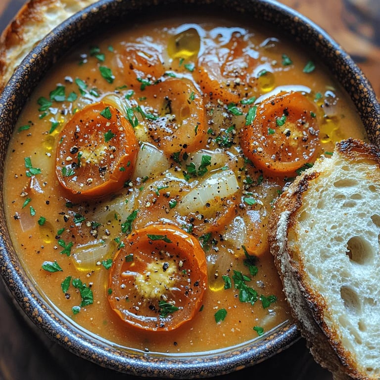 Sun‑Kissed Creamy Roasted Tomato Bisque: Perfecting the Recipe close up showing texture and detail