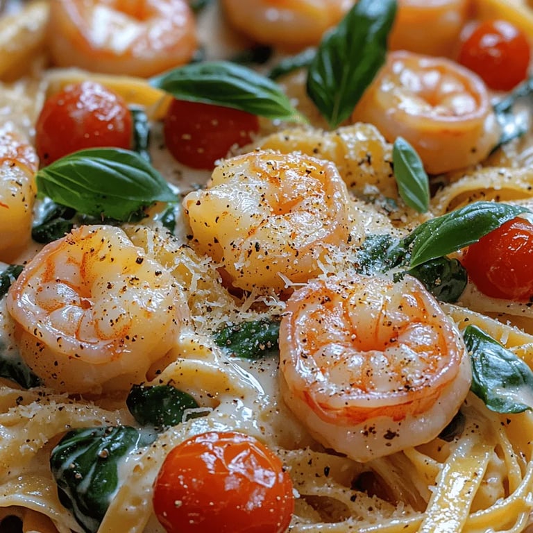 Creamy Tuscan Shrimp Pasta: A Culinary Delight close up showing texture and detail