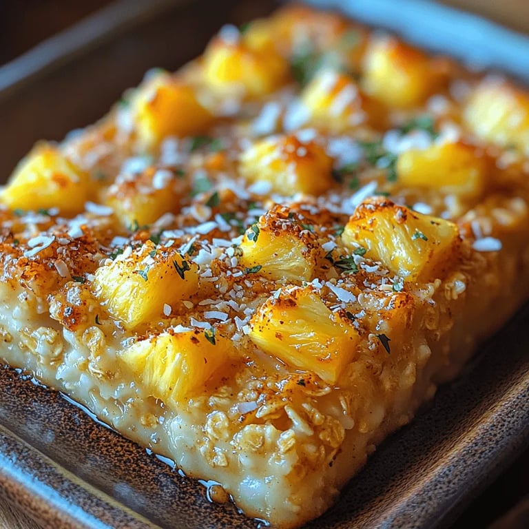 Tropical Paradise Baked Oatmeal: A Delightful Breakfast Recipe close up showing texture and detail
