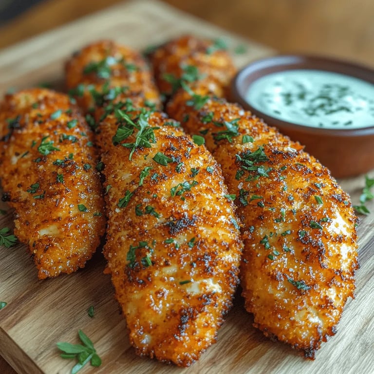 Crispy Ranch Chicken Tenders Recipe close up showing texture and detail