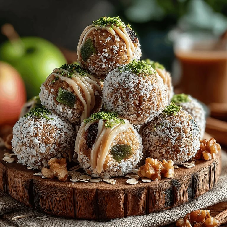Apple Pie Energy Balls Recipe: A Delicious and Nutritious Snack close up showing texture and detail
