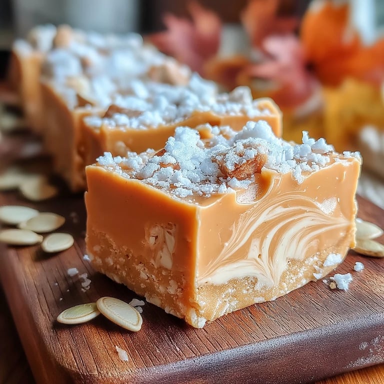 Pumpkin Spice Cloud Fudge close up showing texture and detail
