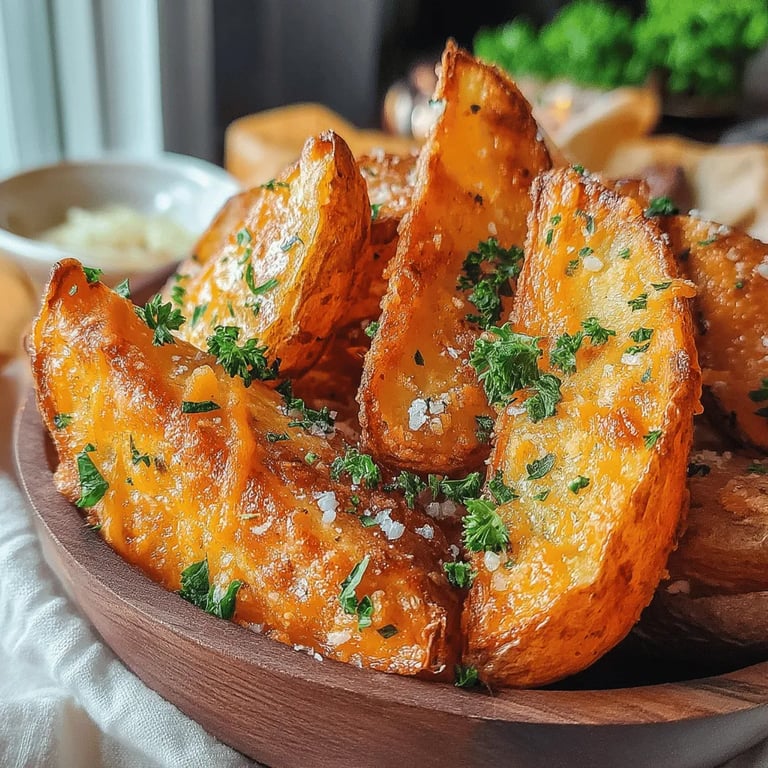Zesty Crispy Air Fryer Salt & Vinegar Potatoes close up showing texture and detail