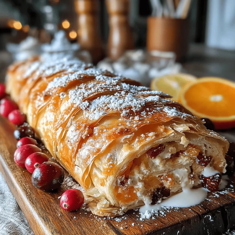 Cranberry Bliss Strudel close up showing texture and detail