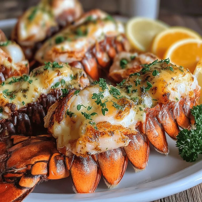 Luscious Butter Herb Lobster Tail close up showing texture and detail