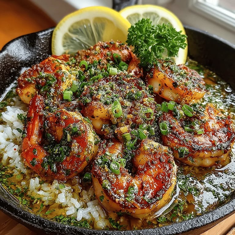 30-Minute Garlic Butter Shrimp & Rice close up showing texture and detail