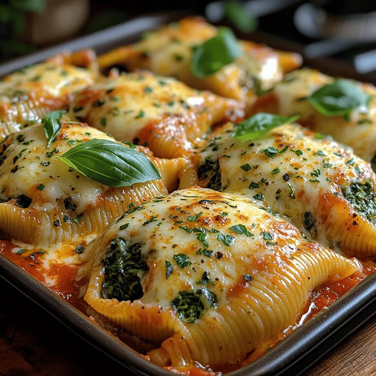 Cheesy Spinach Stuffed Shells: A Comfort Food Delight close up showing texture and detail