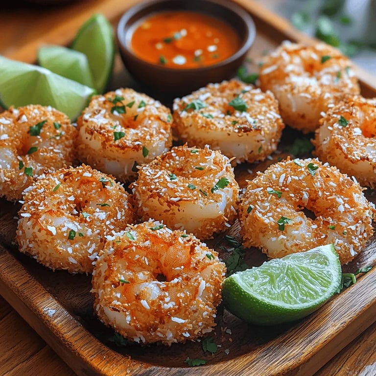 Crispy Coconut Paradise Shrimp Bites close up showing texture and detail