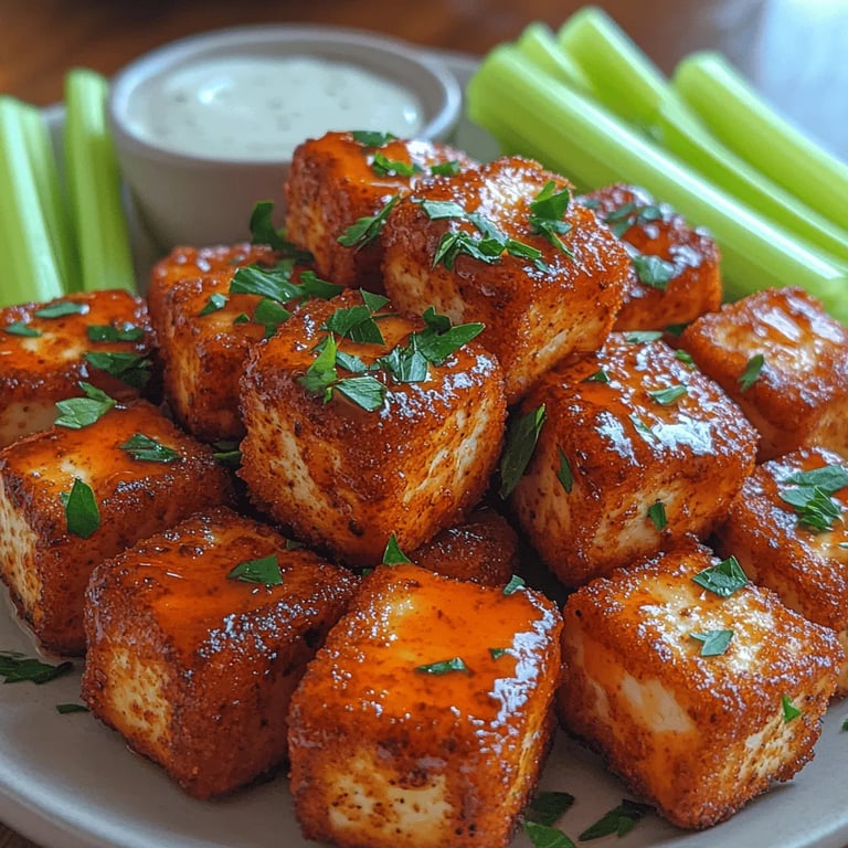 Spicy Air-Fried Buffalo Tofu Bites: A Flavorful Snack
