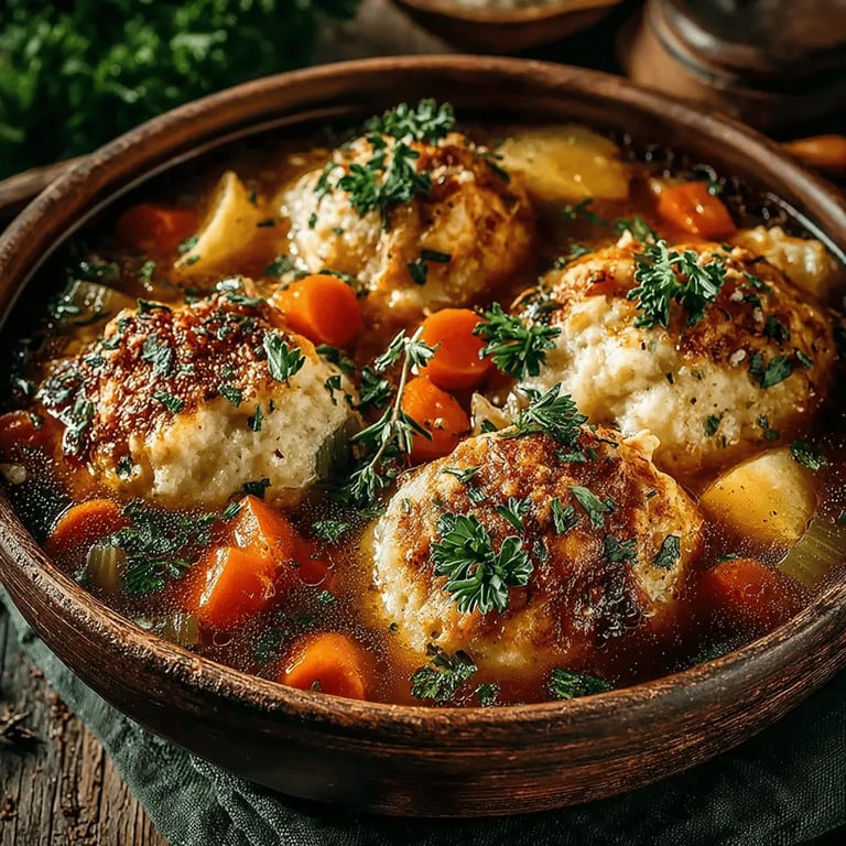 Quick Chicken and Dumplings Recipe close up showing texture and detail