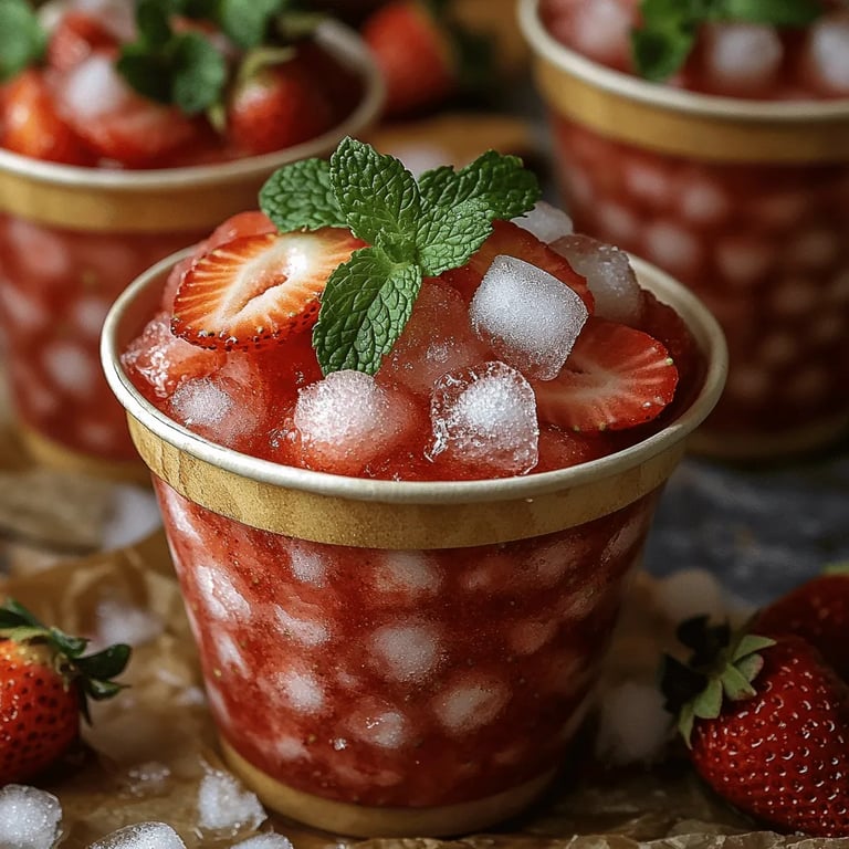 Sparkling Strawberry Slush Cups: A Refreshing Delight close up showing texture and detail