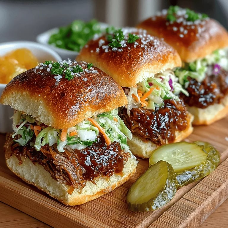 Savory BBQ Pulled Pork Sliders with Crunchy Slaw