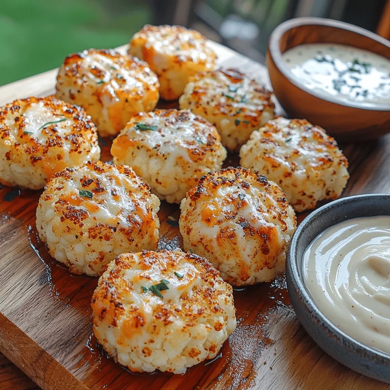 Cheesy Cauliflower Tots: A Delicious and Healthy Snack close up showing texture and detail
