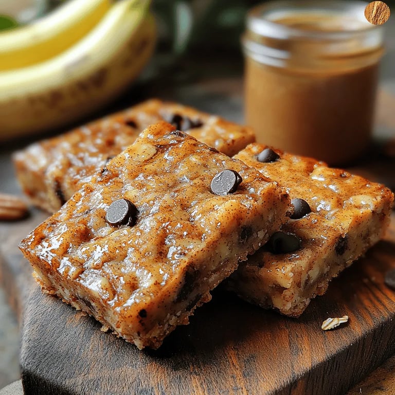 Delightful Sweet Banana Oat Snack Bars close up showing texture and detail