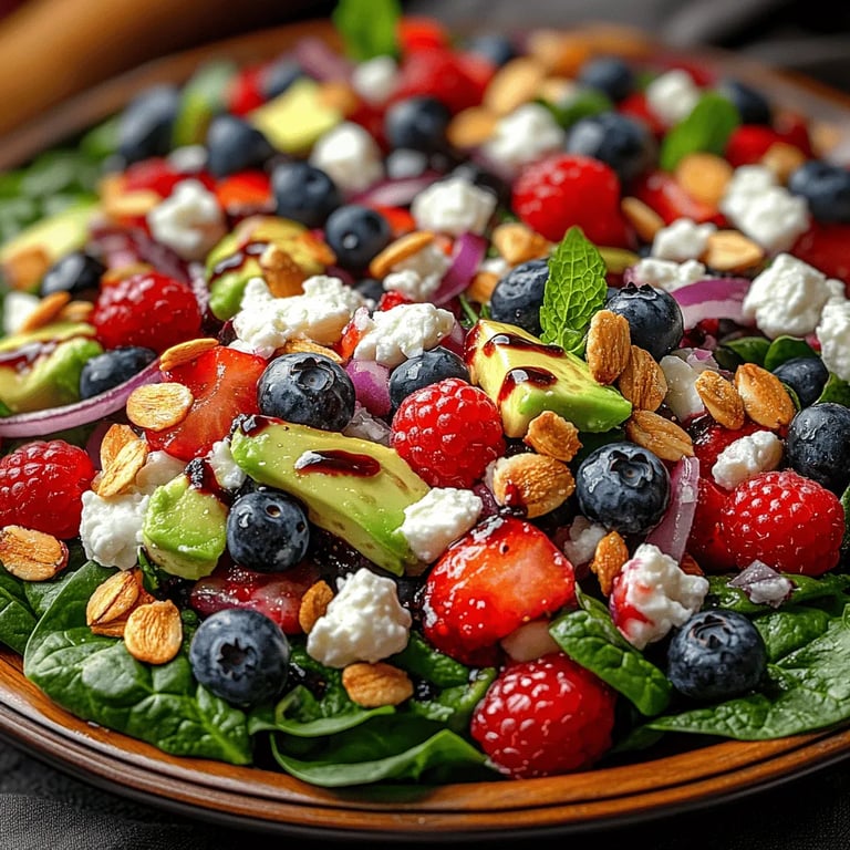 Berry Bliss Spinach Salad: A Fresh and Flavorful Delight close up showing texture and detail