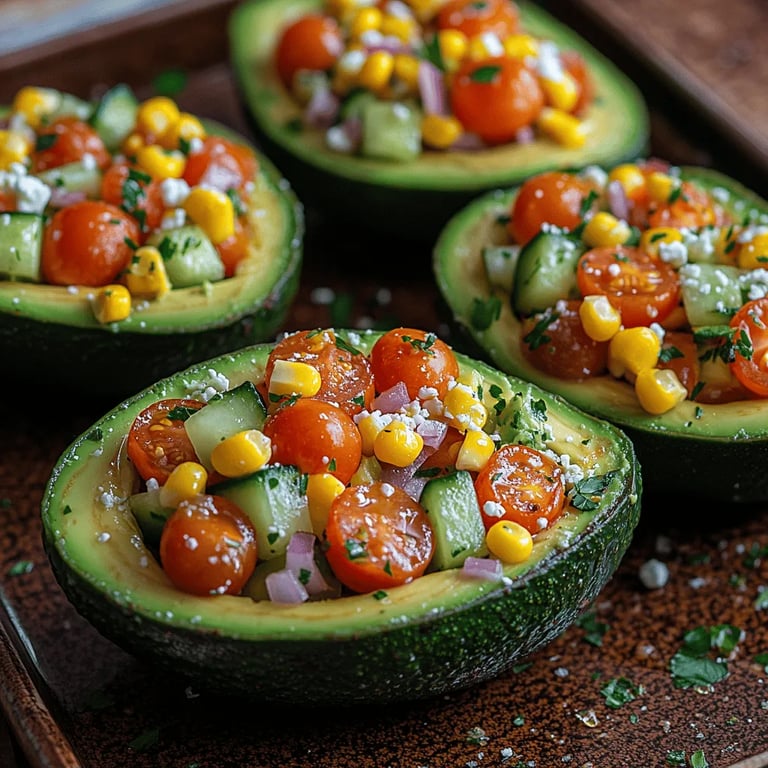 Creamy Avocado Garden Boats: A Vibrant and Nutritious Delight close up showing texture and detail