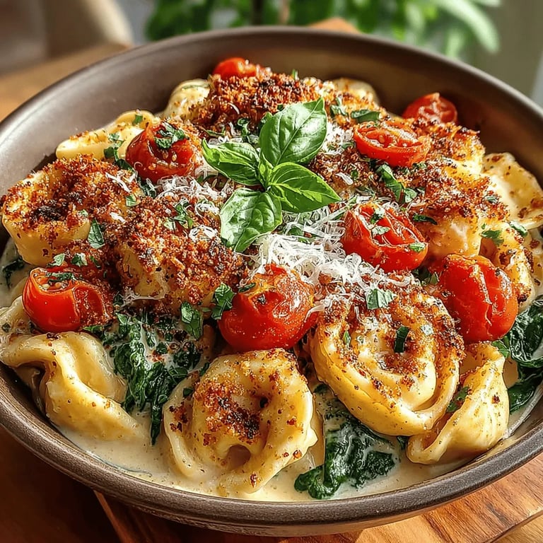 Creamy Tomato Basil Tortellini Recipe - finished dish