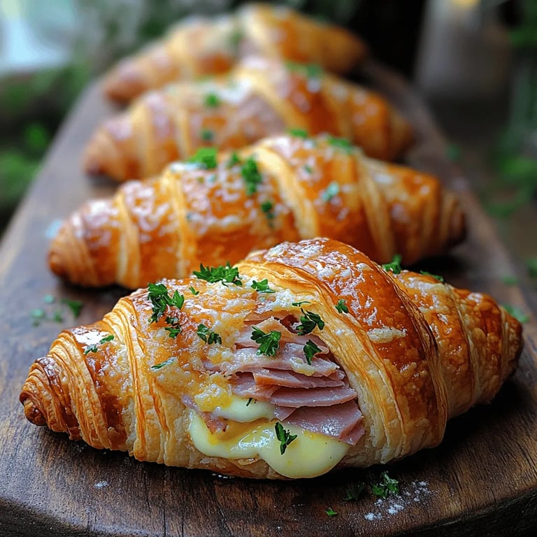 Ham & Cheese Delight Croissants: A Culinary Treat for Any Occasion close up showing texture and detail