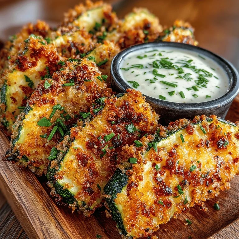 Crispy Zucchini Wedges with Flavorful Ranch Dip