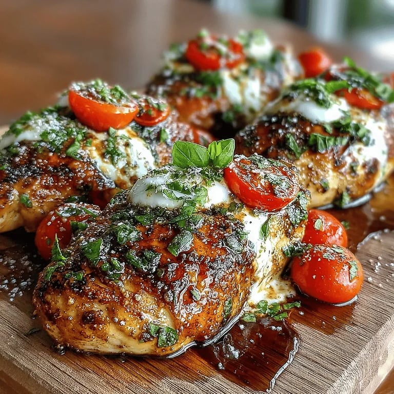 Balsamic Glazed Caprese Chicken: A Flavorful and Nutritious Delight close up showing texture and detail