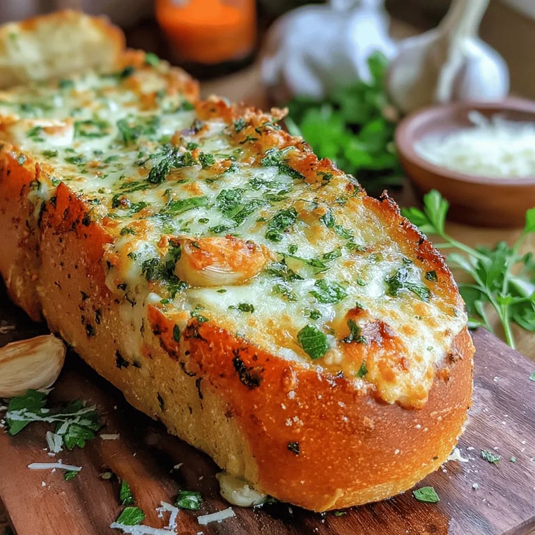 Buttery Herb Roasted Garlic Bread: A Savory Delight close up showing texture and detail