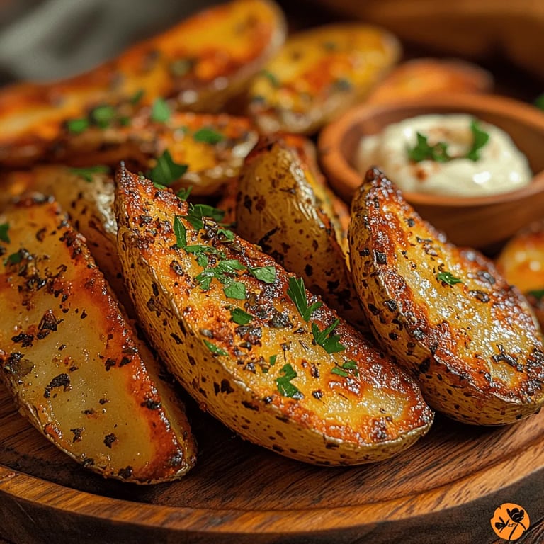 Crispy Garlic Herb Potato Wedges: The Perfect Recipe close up showing texture and detail
