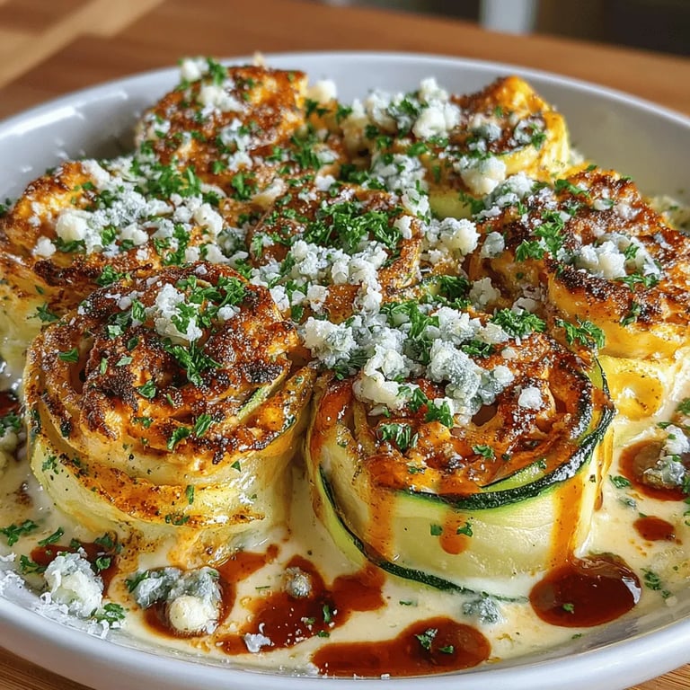 Buffalo Chicken Alfredo Zoodle Nests: The Ultimate Comfort Meal close up showing texture and detail