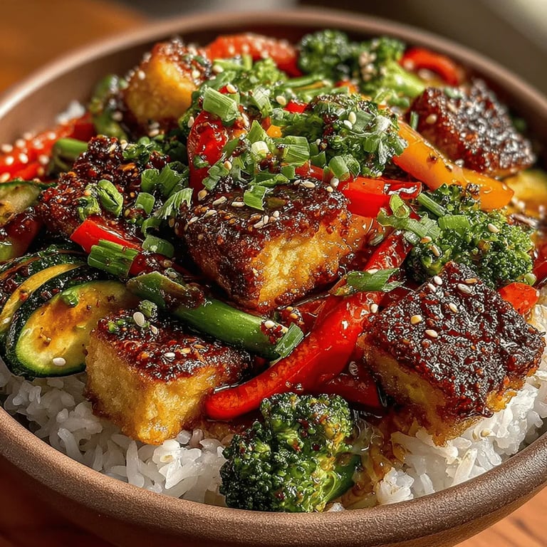 Vibrant Veggie Stir-Fry with Tofu and Rice