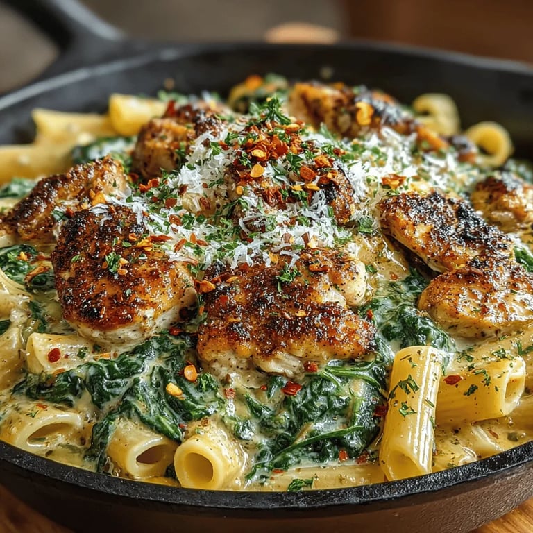 Creamy Chicken and Spinach Pasta Skillet: A Delicious Recipe