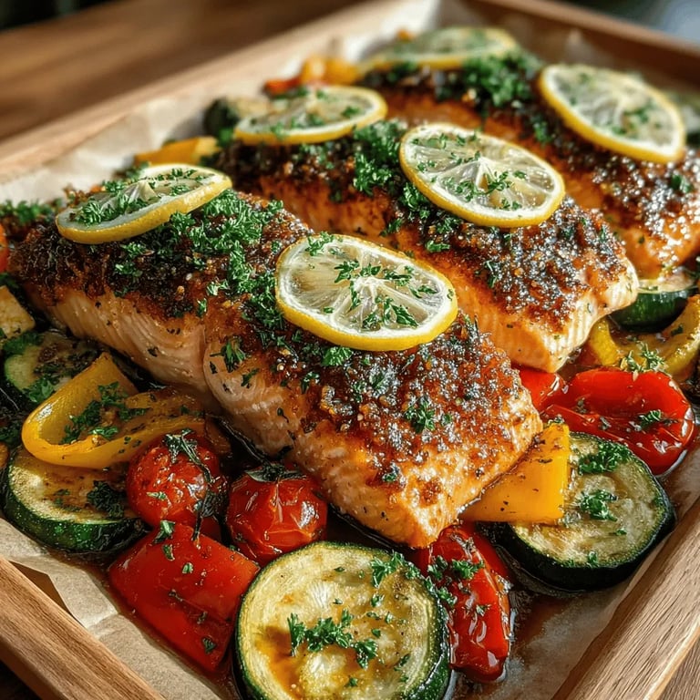 Zesty Sheet Pan Lemon Herb Salmon & Veggies