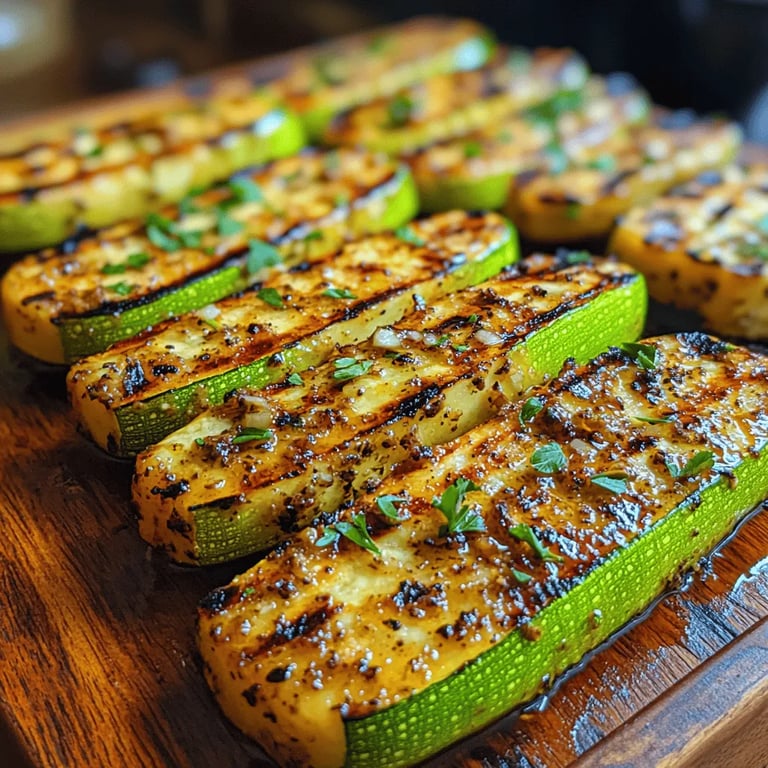 Zesty Garlic Herb Grilled Zucchini Recipe close up showing texture and detail