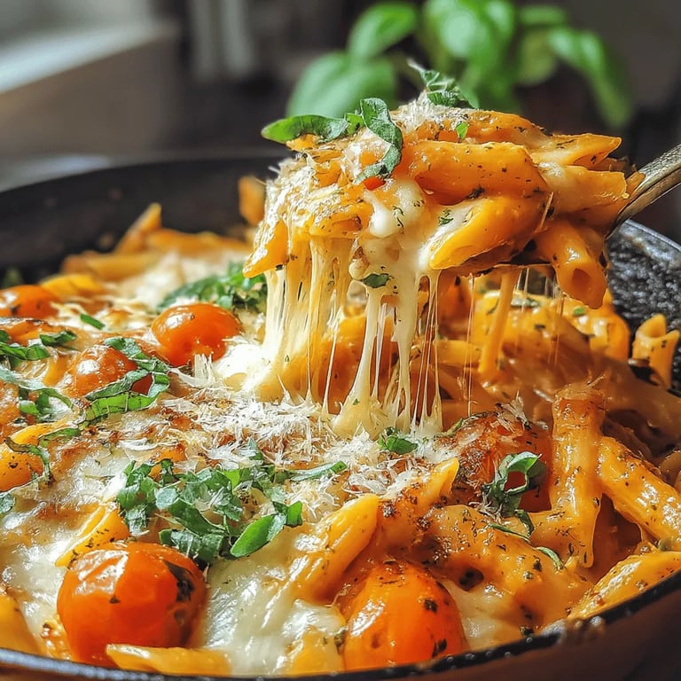 One-Pot Cheesy Pesto Pasta: A Creamy Delight for Effortless Meals close up showing texture and detail