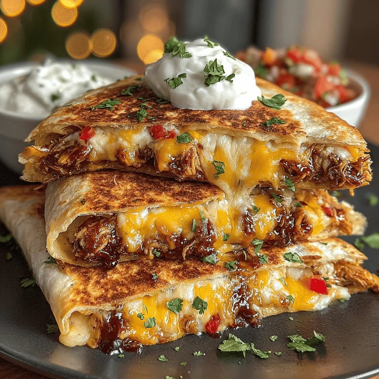 Savory BBQ Chicken Quesadillas: A Culinary Delight close up showing texture and detail