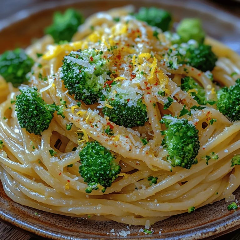 Lemon Garlic Broccoli Spaghetti: A Flavorful Journey into Healthy Eating close up showing texture and detail