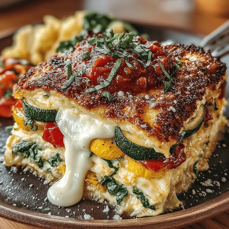 Autumn-Infused Crockpot Veggie Lasagna: A Hearty Delight close up showing texture and detail