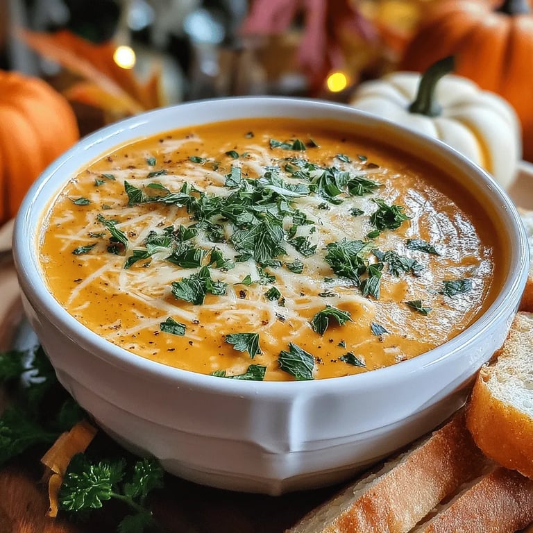 Autumn’s Creamy Pumpkin Soup Bowls close up showing texture and detail