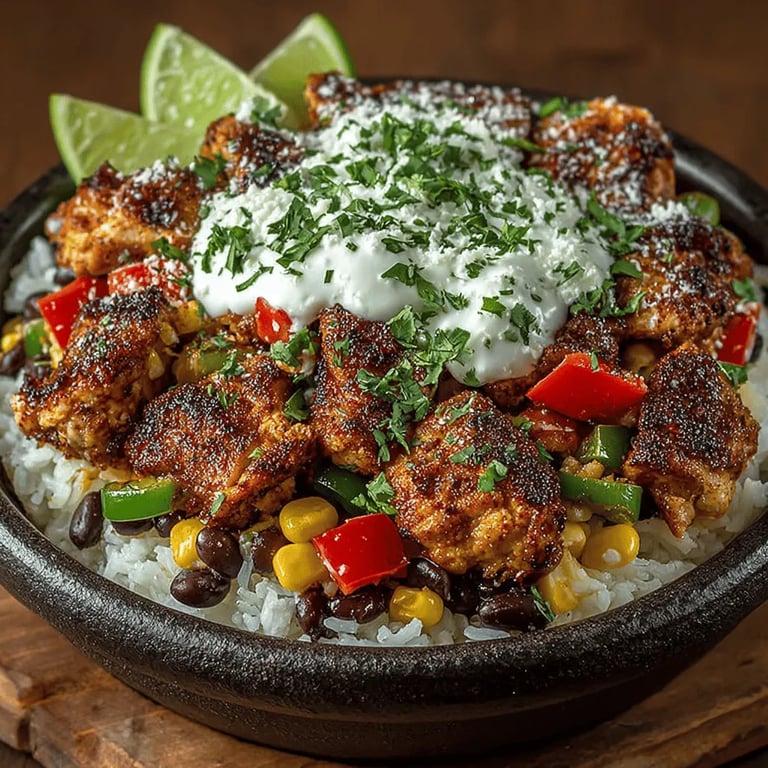 Spicy Chicken Fajita Rice Bowls