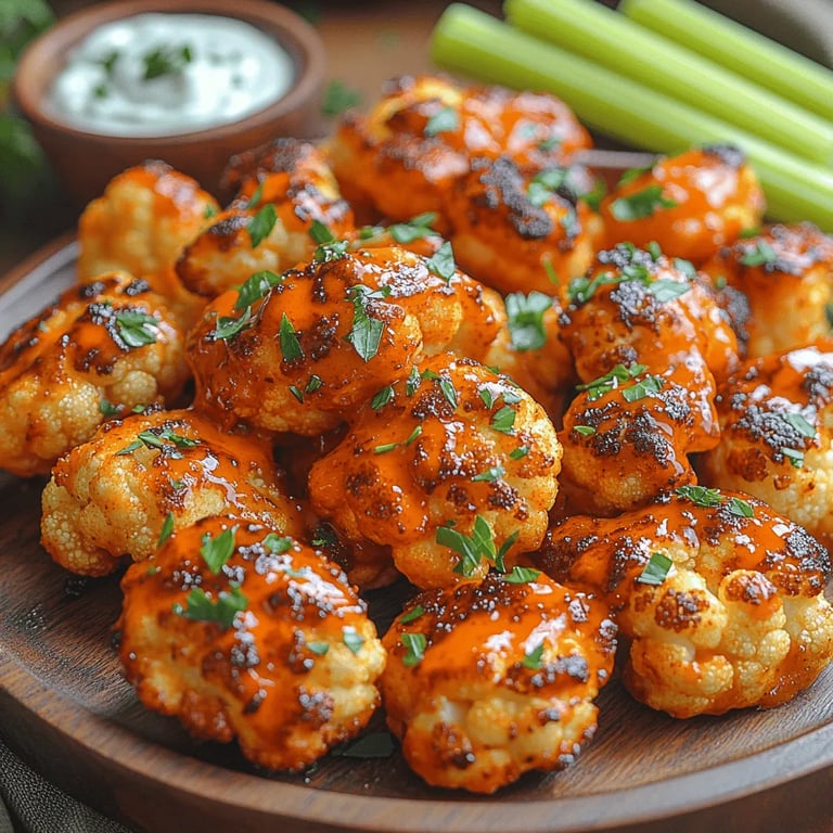 Spicy Air Fryer Buffalo Cauliflower: A Delicious Vegan Alternative close up showing texture and detail