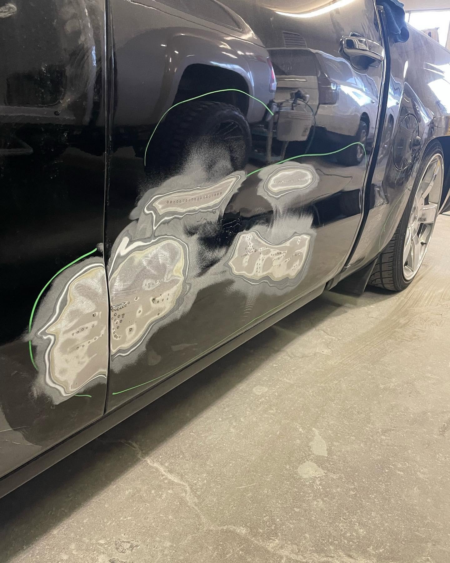 Black Car Side Before at Carson Auto Body