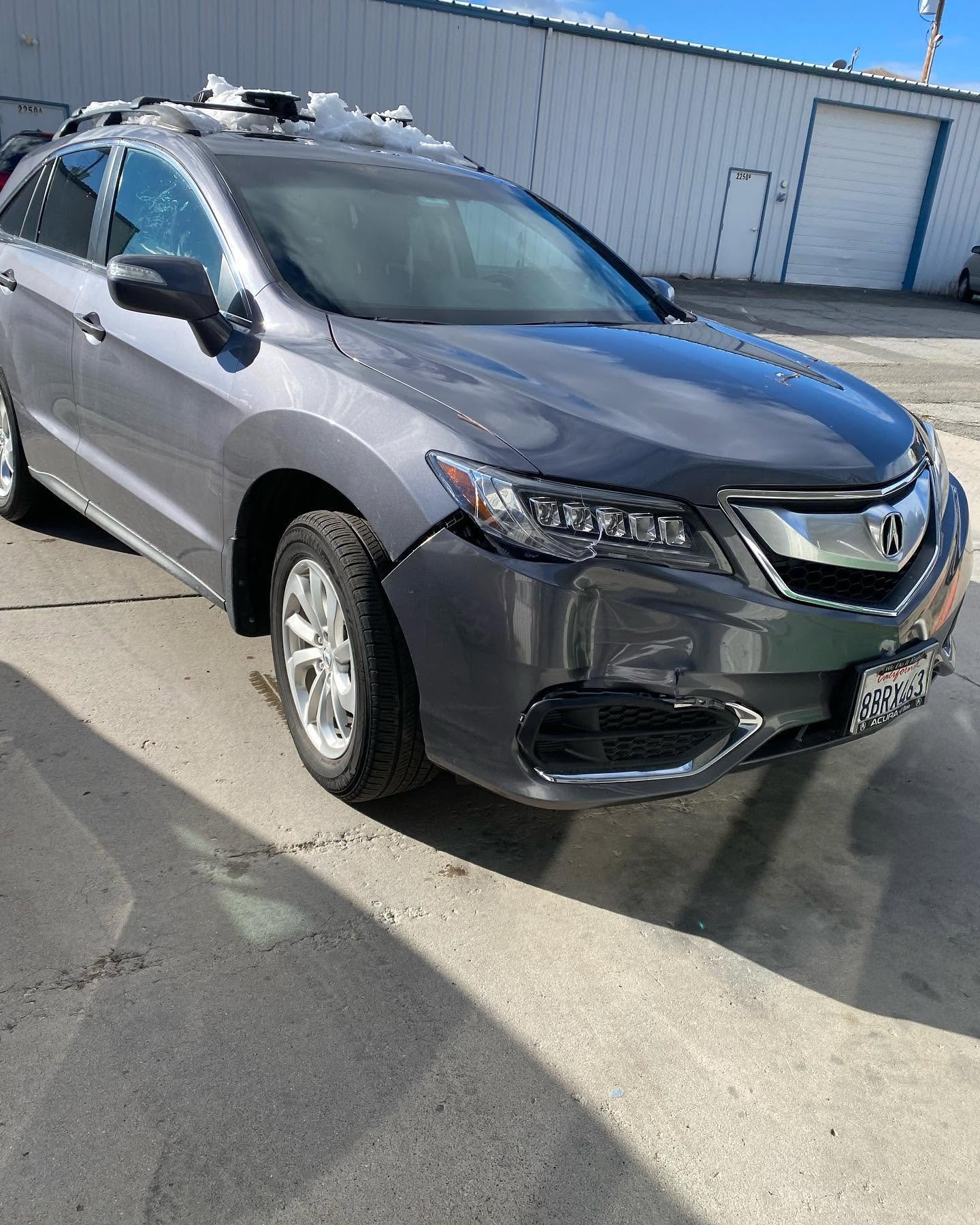 Gray Acura Before at Carson Auto Body