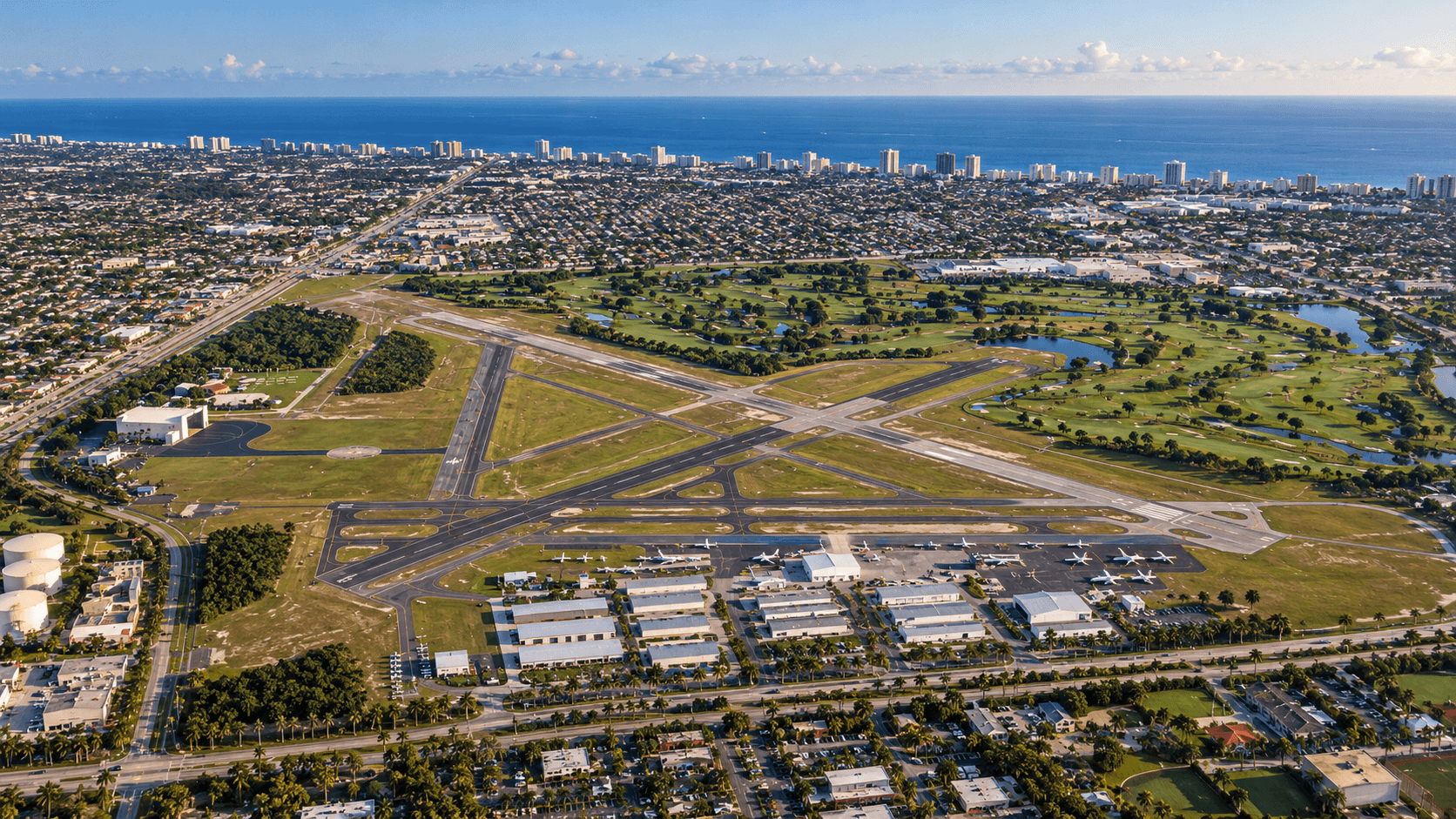 Private aircraft approaching Pompano Beach Airpark