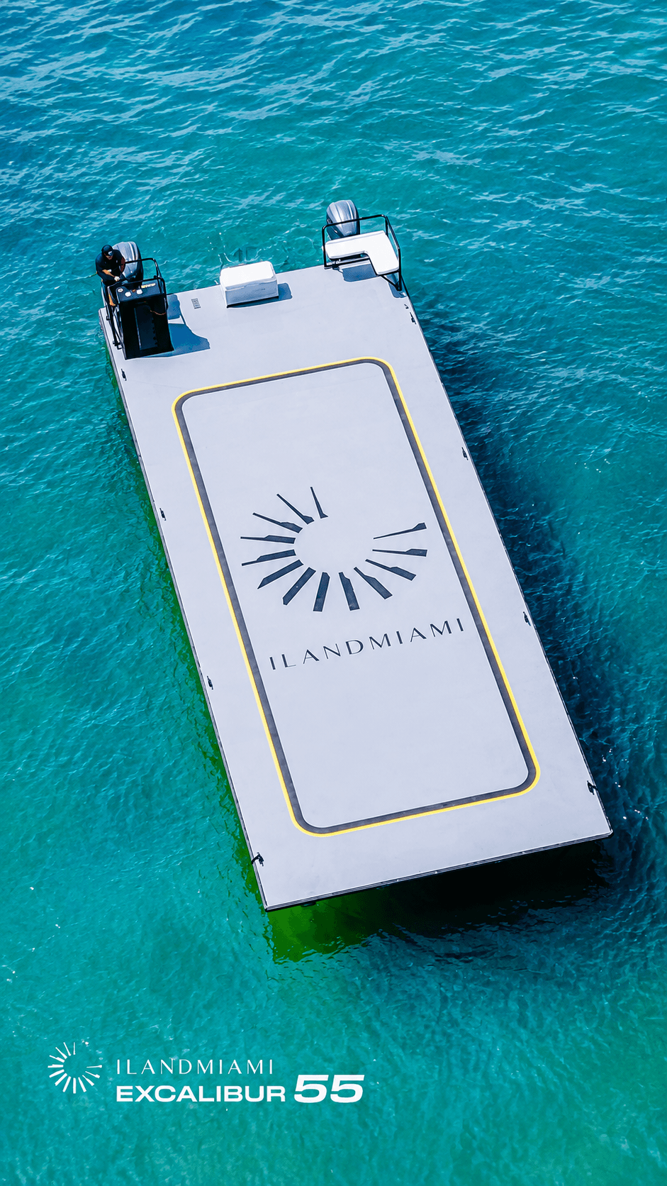 Aerial view of an ILandMiami Heliboat on the water