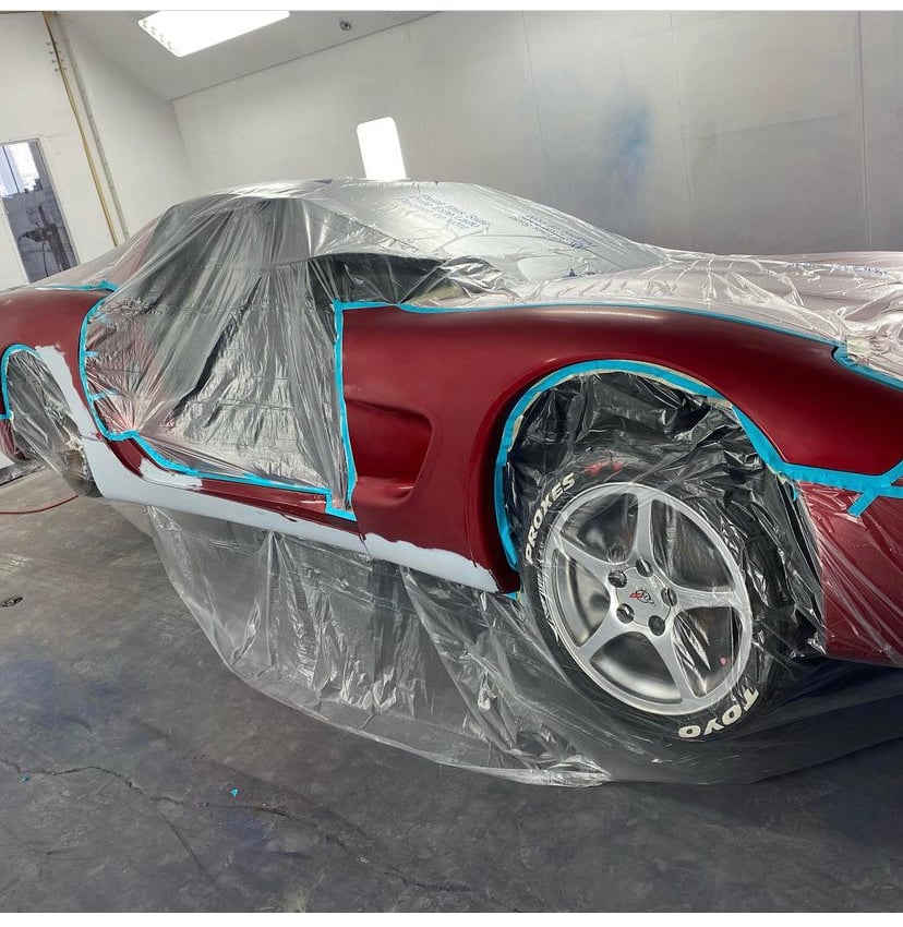 Car Being Painted at Carson Auto Body
