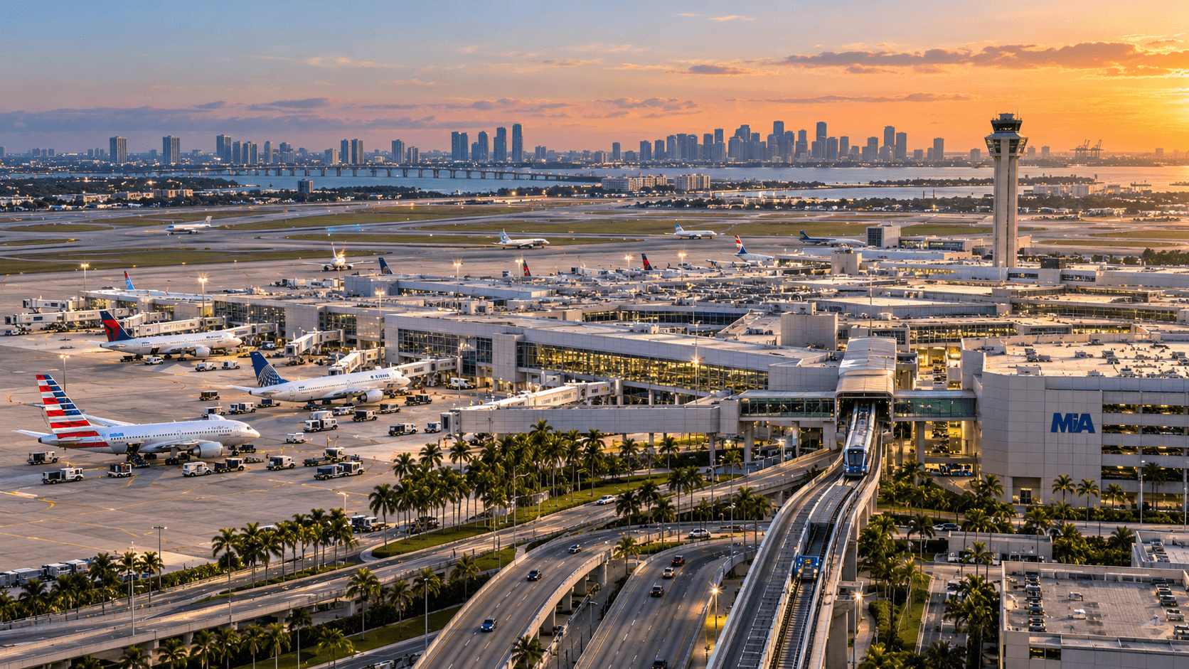 Private jet in a hangar at Miami International Airport