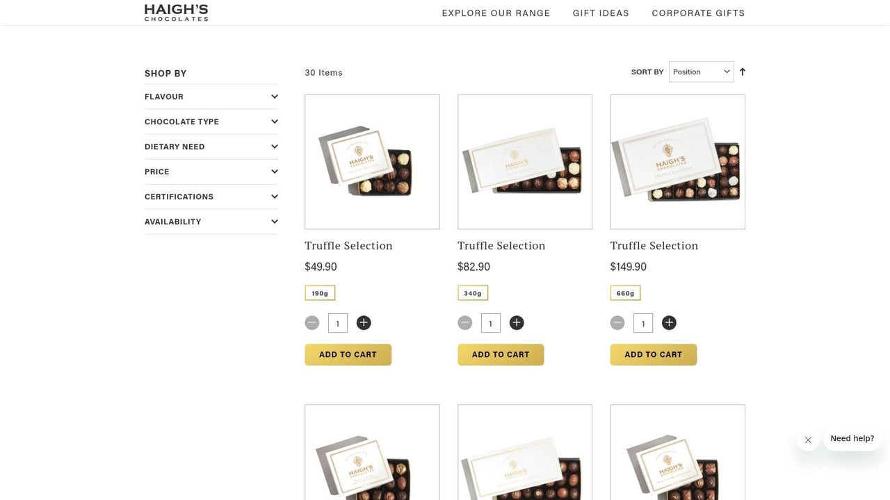 Haigh's Chocolates Gift Boxes