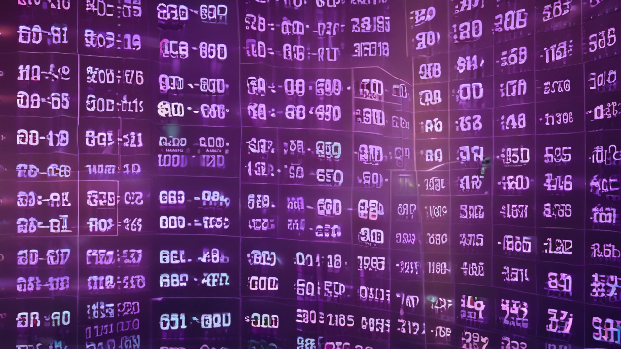 Market overview image: Stock tickers against a purple background illustrating intraday market analysis and trading insights.