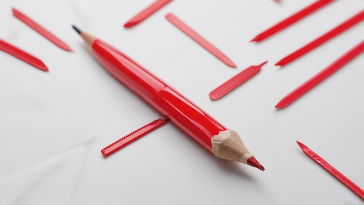 Failure concept: Broken red pencil representing setbacks and challenges.