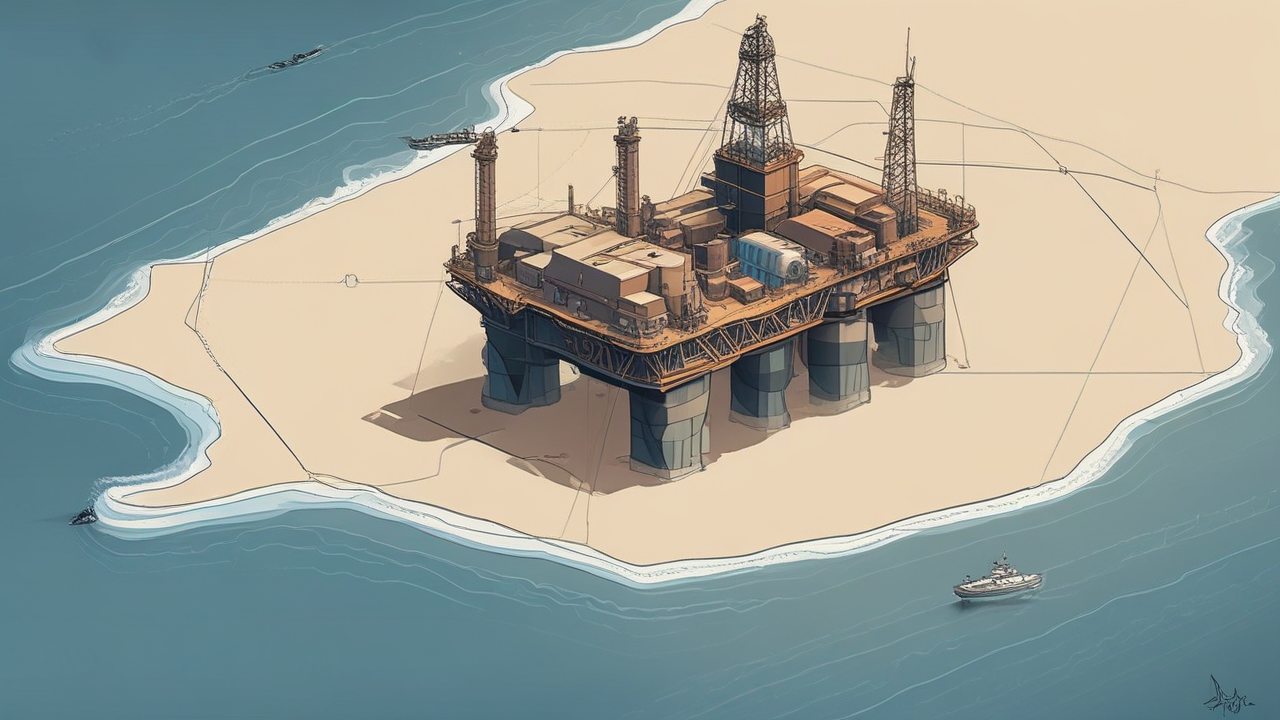 Professional illustration representing the proposed Chevron-Hess oil and gas merger, highlighting the Guyana Stabroek Block asset and legal arbitration challenge.