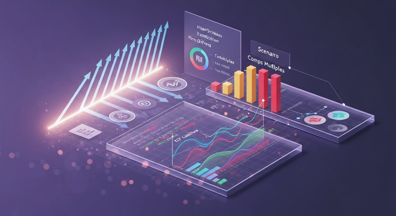 Intrinsic value framework for finance professionals using DCF, comps, financial modeling, and scenario analysis to improve