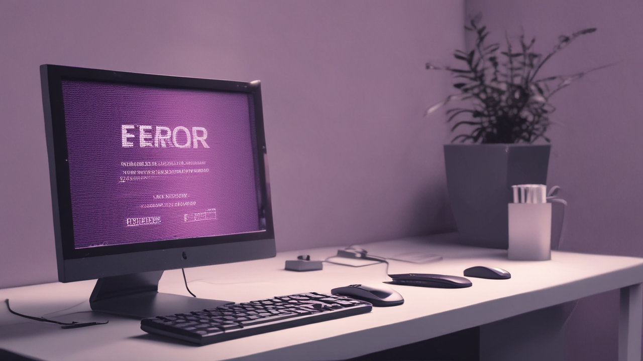 Error message on cracked computer screen. Troubleshooting tips and solutions.